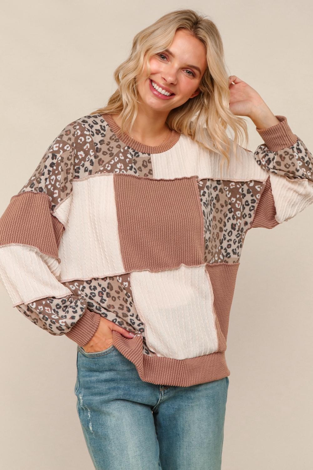 Patchwork Leopard Top { product_type }}