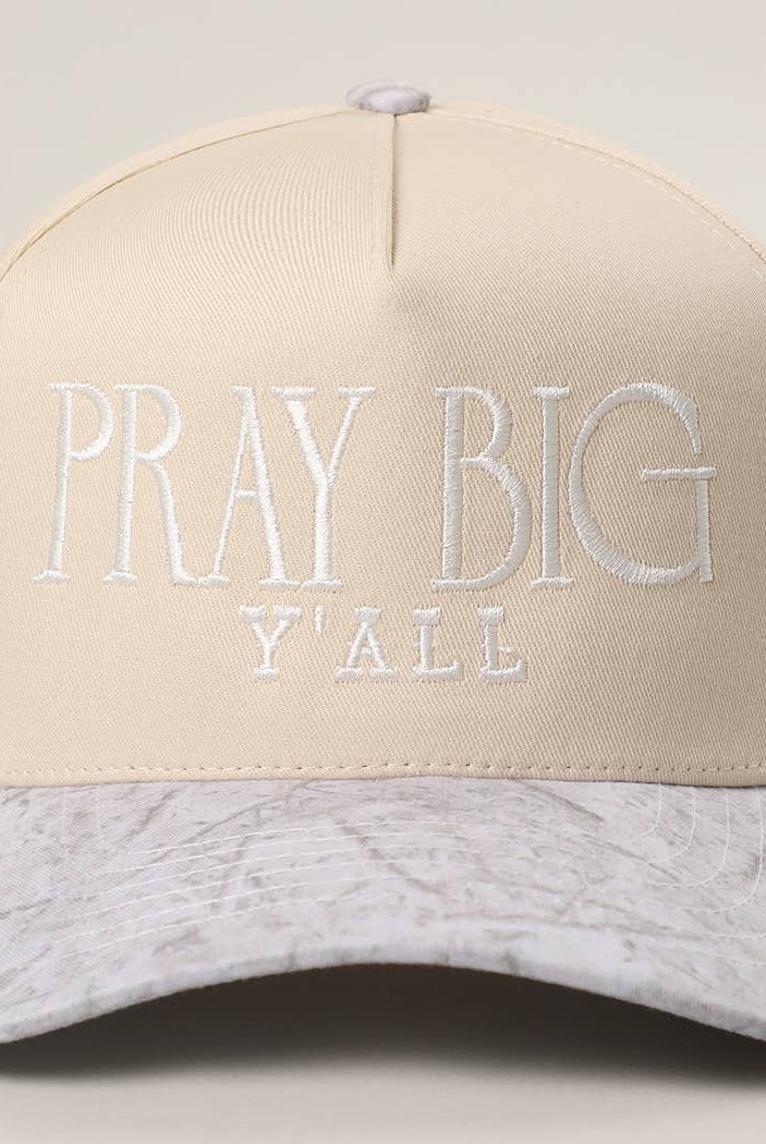 PRAY BIG Y'ALL Embroidery Two-Tone Trucker Hat: LEOPARD / One Size { product_type }}