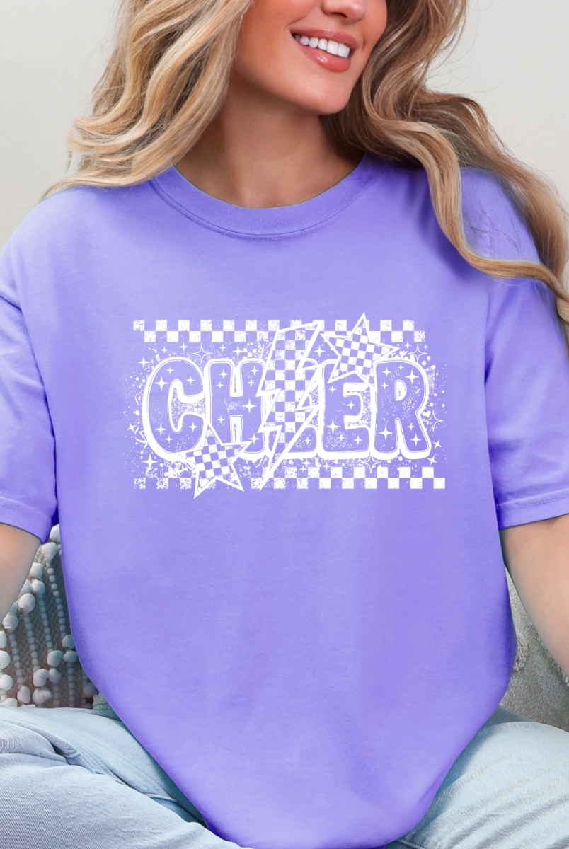 Vintage Checker Cheer Graphic Tee { product_type }}