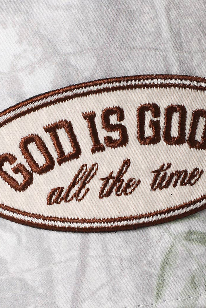 GOD IS GOOD All The Time Patch Camo Baseball Cap: CAMO / One Size { product_type }}