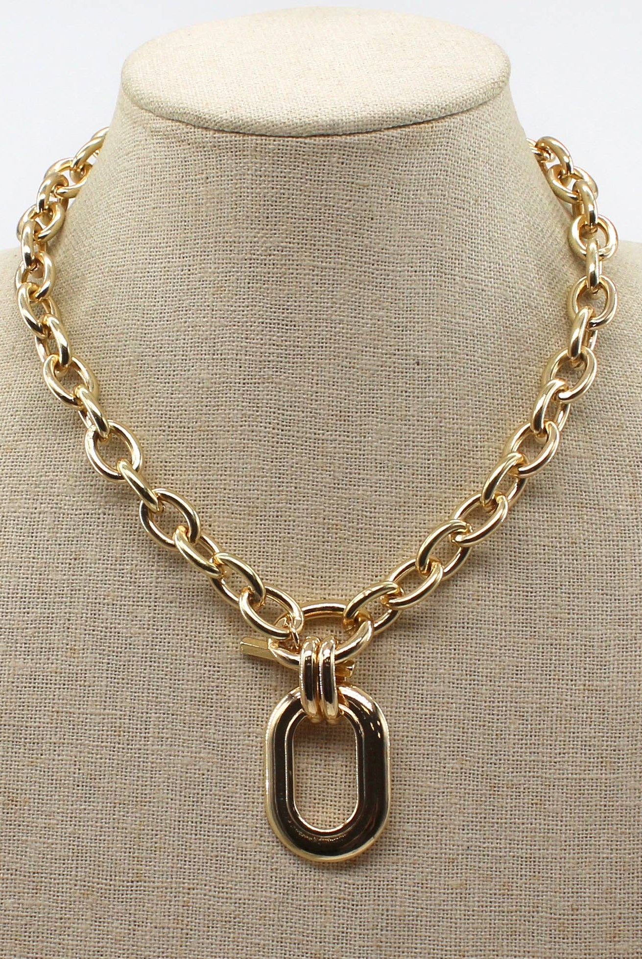 Gold Open Chain with Open Oval Necklace-Accessories-What's Hot-Three Birdies Boutique, Women's Fashion Boutique Located in Kearney, MO
