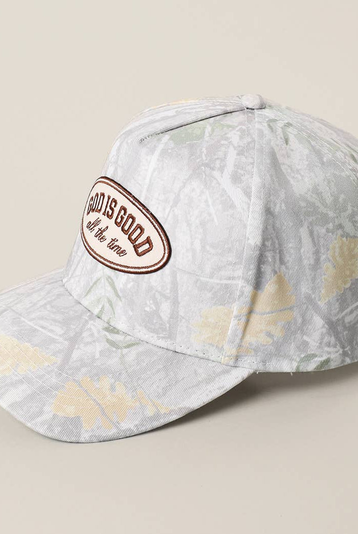 GOD IS GOOD All The Time Patch Camo Baseball Cap: CAMO / One Size { product_type }}