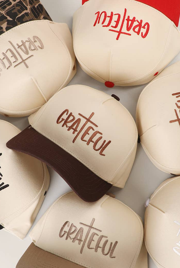 GRATEFUL Embroidery Two-Tone Trucker Hat: COW / One Size { product_type }}