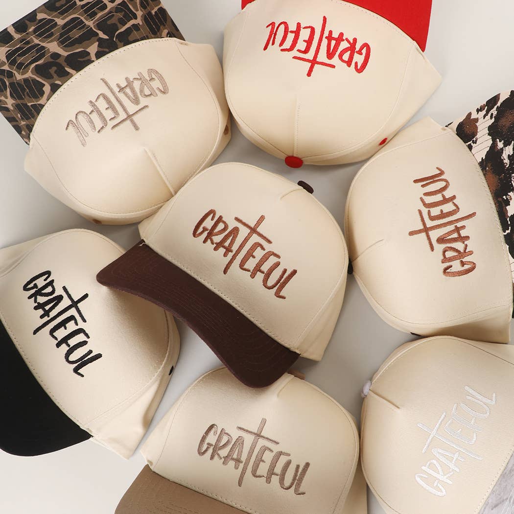 GRATEFUL Embroidery Two-Tone Trucker Hat: COW / One Size { product_type }}