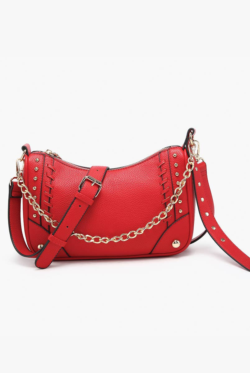 Artemis Crossbody w/ Stud Details: Taupe { product_type }}