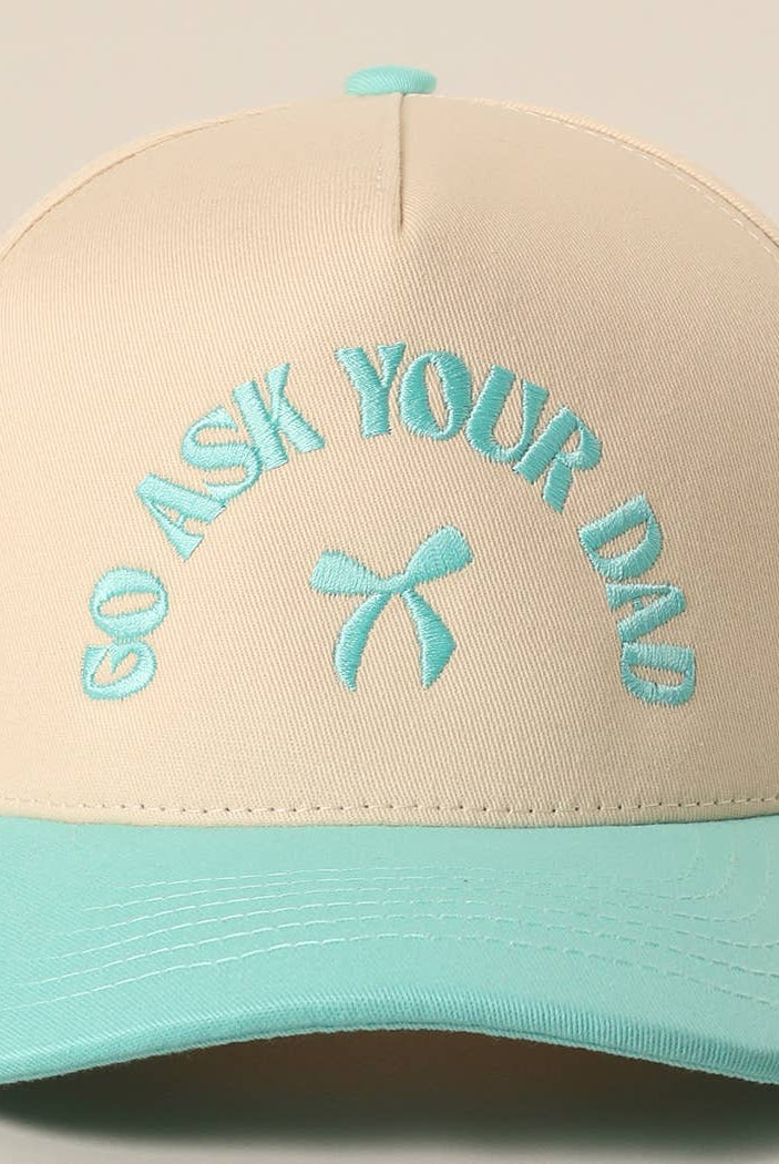 GO ASK YOUR DAD Embroidery Two-Tone Trucker Hat: HOT PINK / One Size { product_type }}