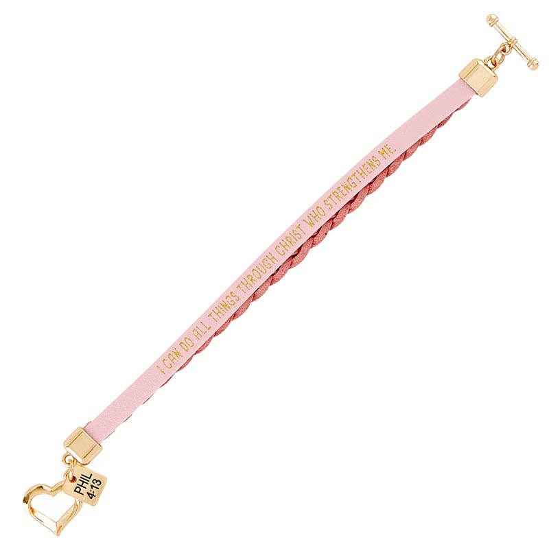 Wrapped In Love Philippians 4:13 - Pink Braided Bracelet { product_type }}