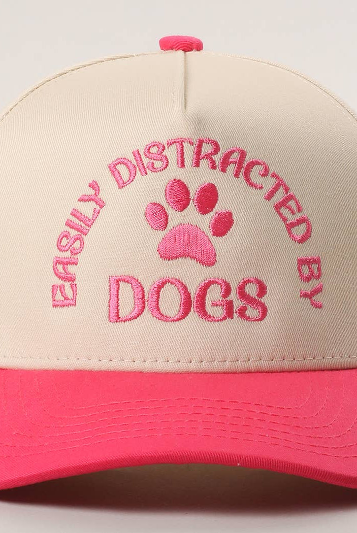 EASILY DISTRACTED BY DOGS Embroidered Trucker Hat: BLACK / One Color { product_type }}
