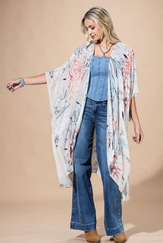 Airy Floral Kimono { product_type }}