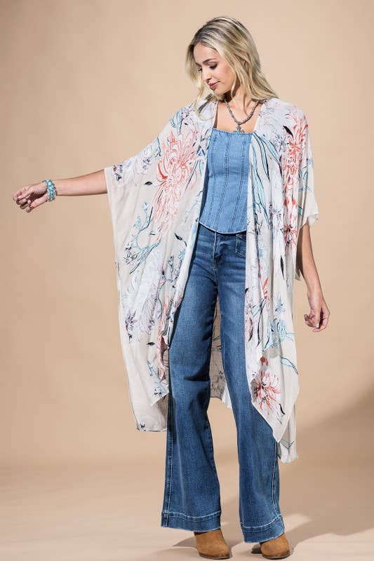 Airy Floral Kimono { product_type }}