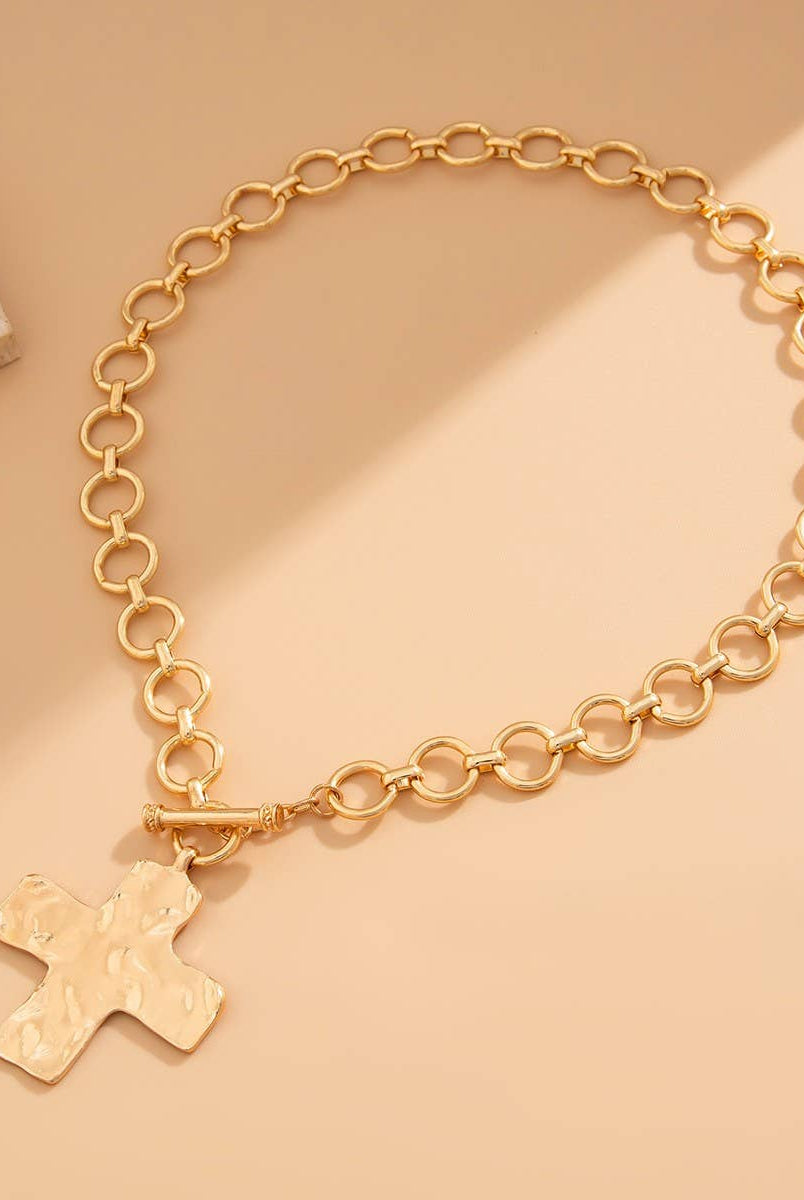 Silver Chunky Cross Necklace { product_type }}