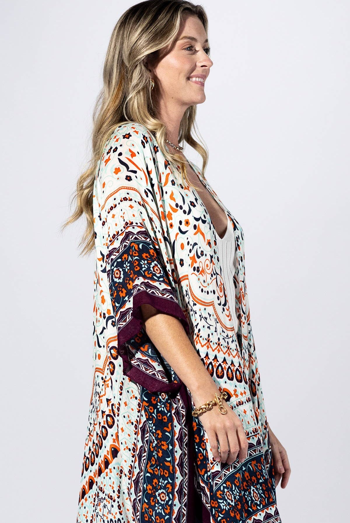 Boho Mosaic Border Kimono { product_type }}