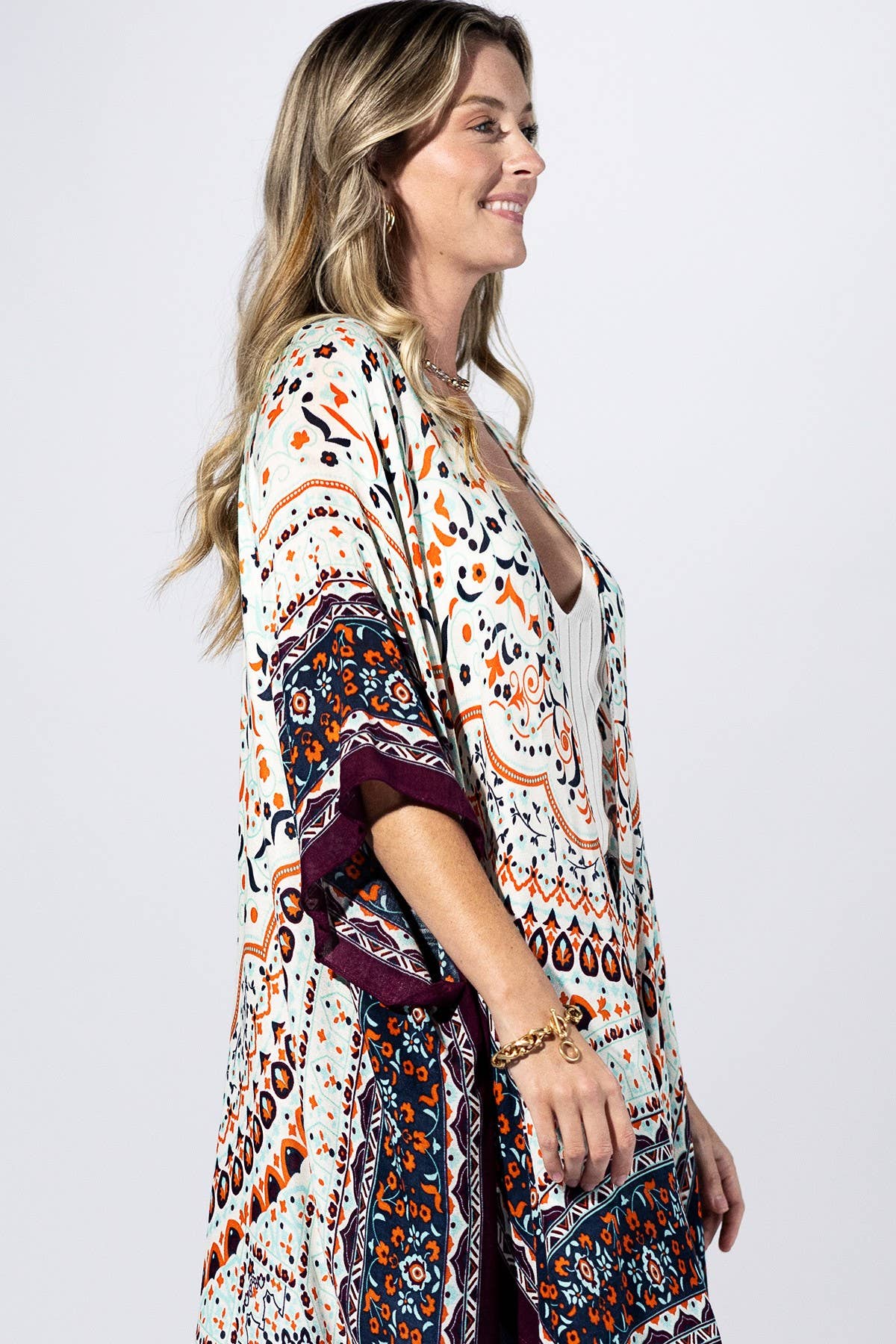 Boho Mosaic Border Kimono { product_type }}