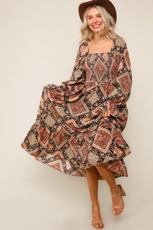 Bohemian Woven Maxi Dress Mocha { product_type }}