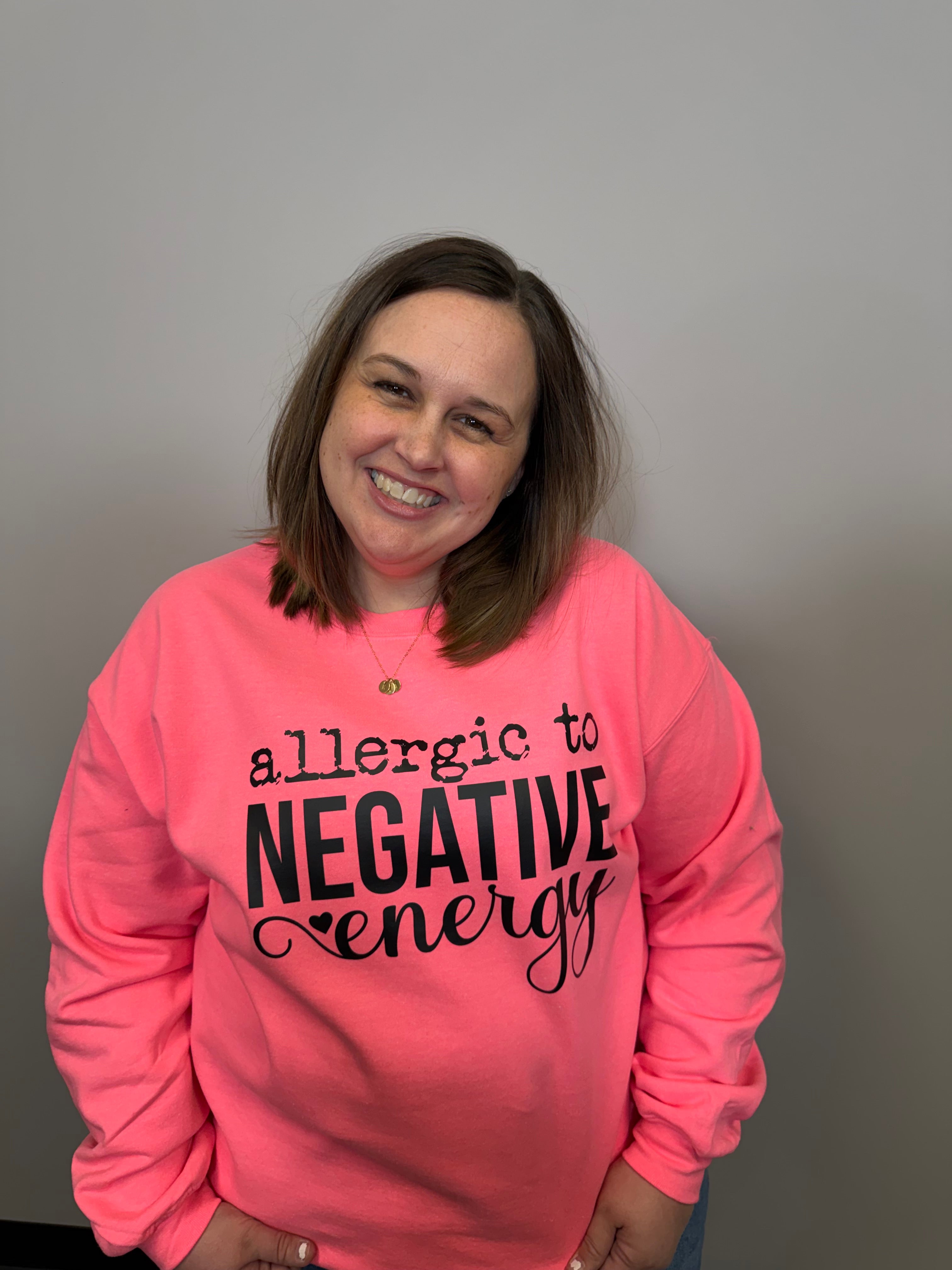 Allergic To Negative Energy Crewneck-Graphic Tees-Tres Birdos Graphic Tees-Three Birdies Boutique, Women's Fashion Boutique Located in Kearney, MO