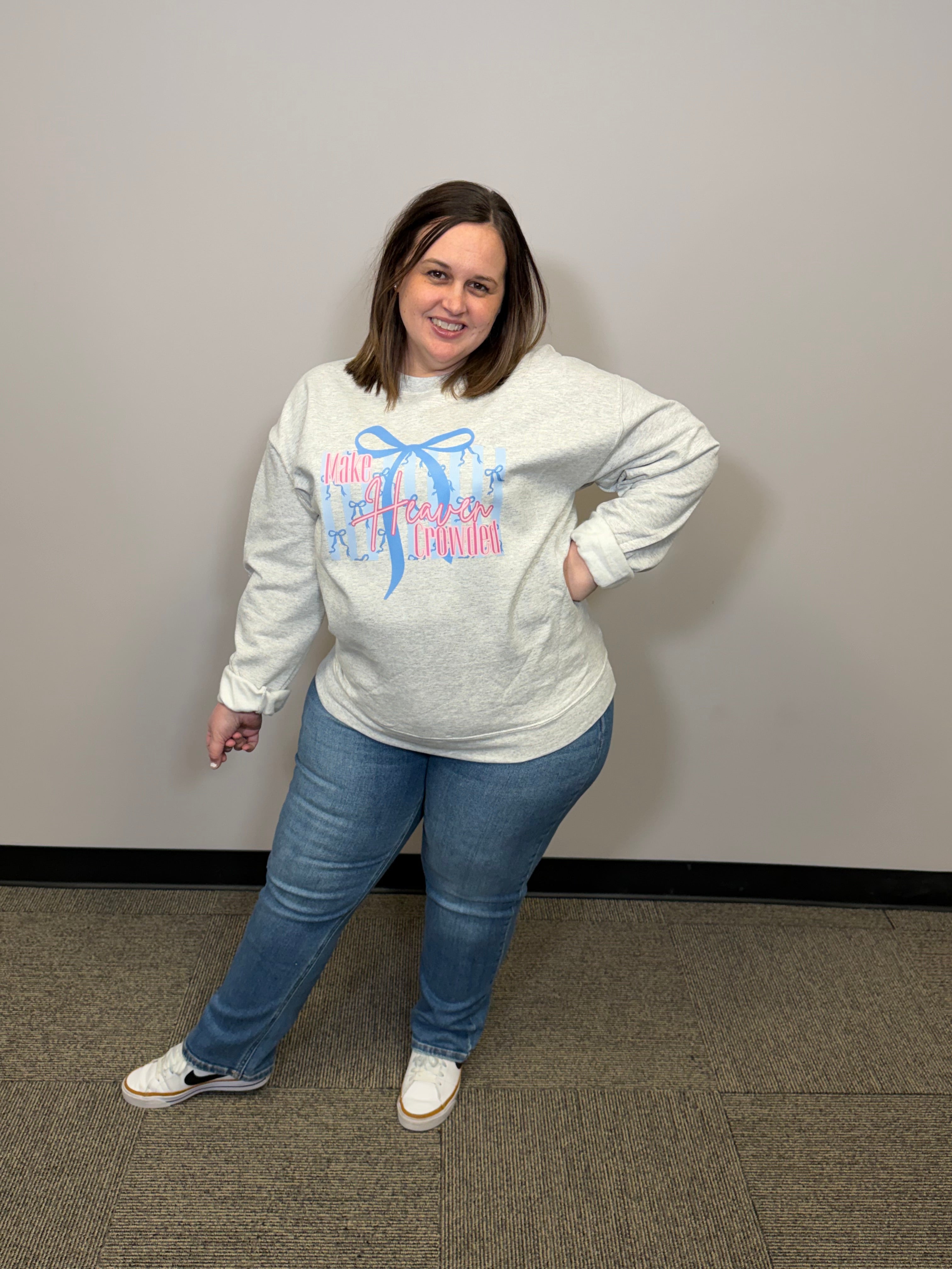 Make Heaven Crowded Crewneck-Graphic Tees-Tres Birdos Graphic Tees-Three Birdies Boutique, Women's Fashion Boutique Located in Kearney, MO