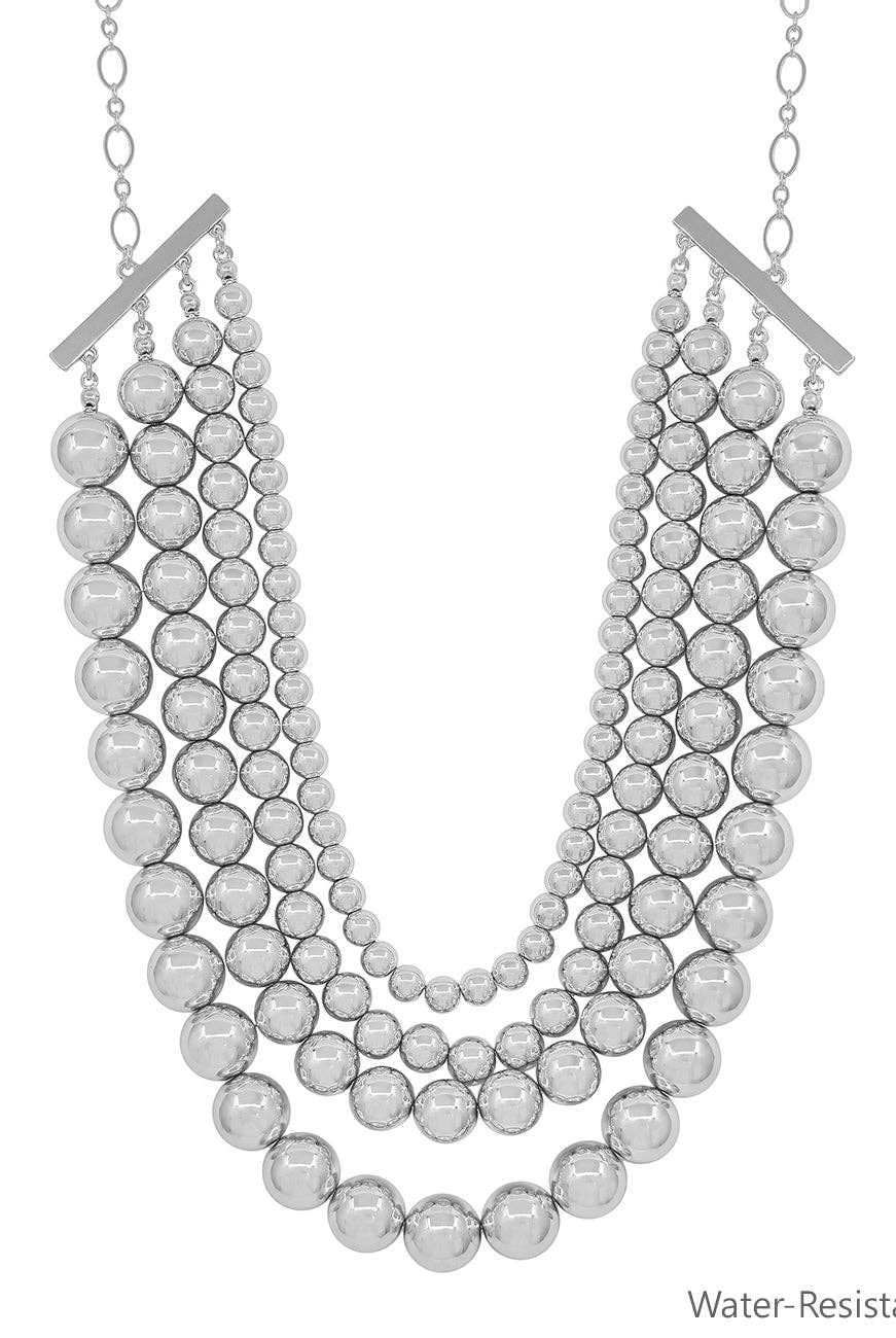 Silver 4 Layer Necklace-Accessories-What's Hot-Three Birdies Boutique, Women's Fashion Boutique Located in Kearney, MO