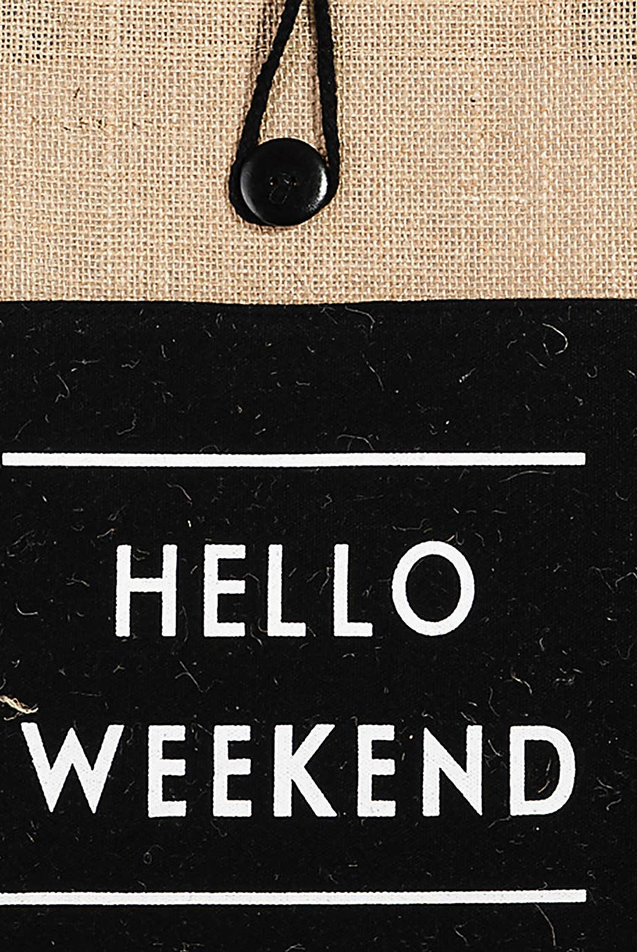 Hello Weekend Burlap Tote Bag: IV { product_type }}