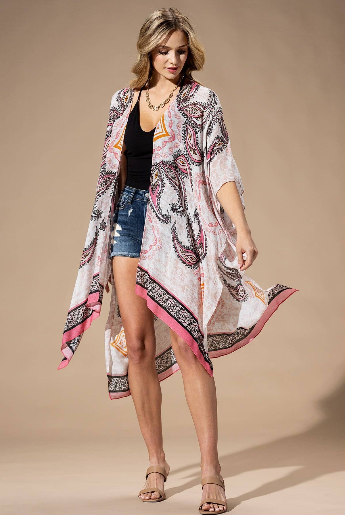 Pink Paisley Kimono { product_type }}
