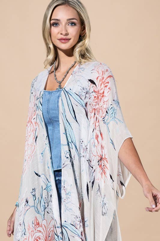 Airy Floral Kimono { product_type }}