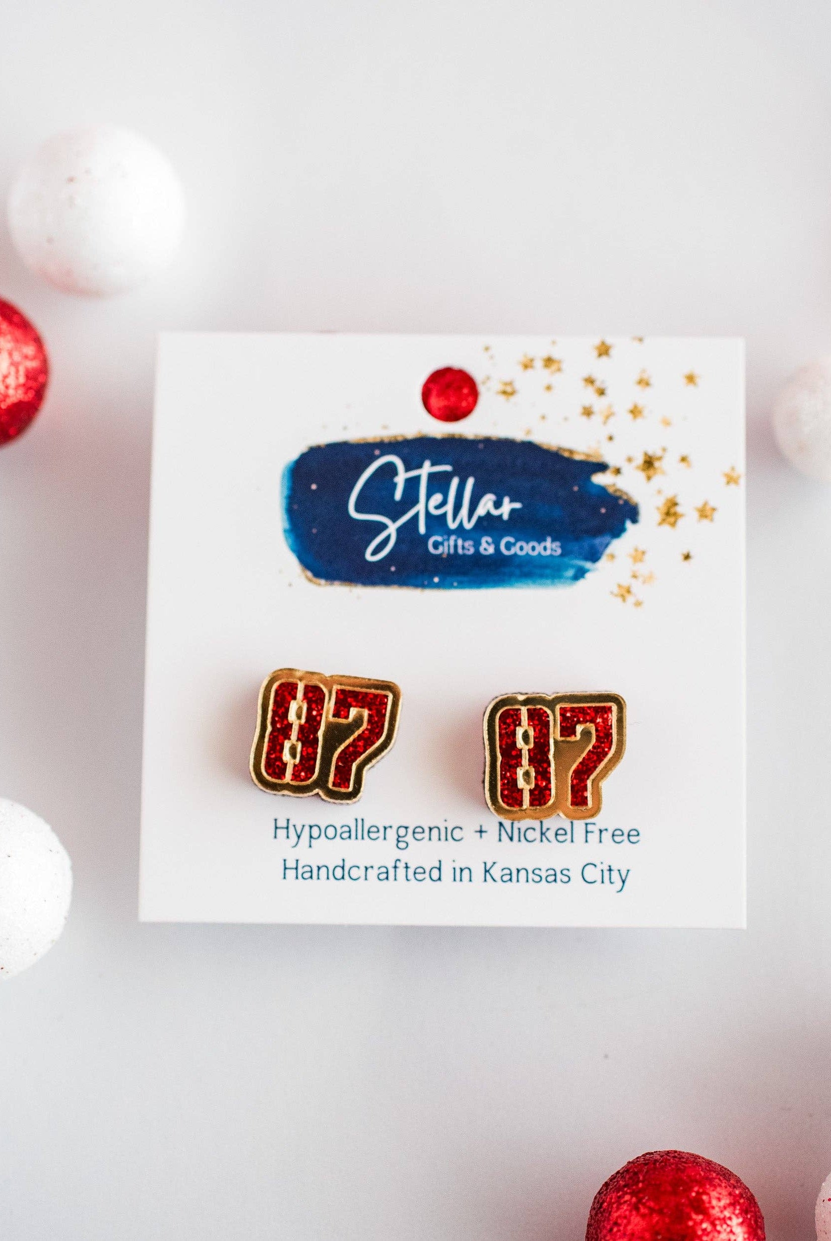 Red Glitter & Gold Mirror 87 Studs Kansas City Football-Stellar Gifts & Goods Wholesale-Three Birdies Boutique, Women's Fashion Boutique Located in Kearney, MO