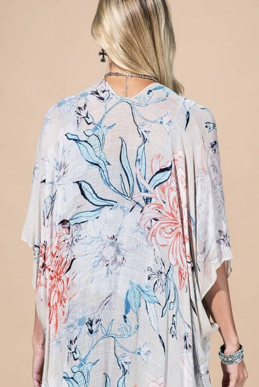 Airy Floral Kimono { product_type }}
