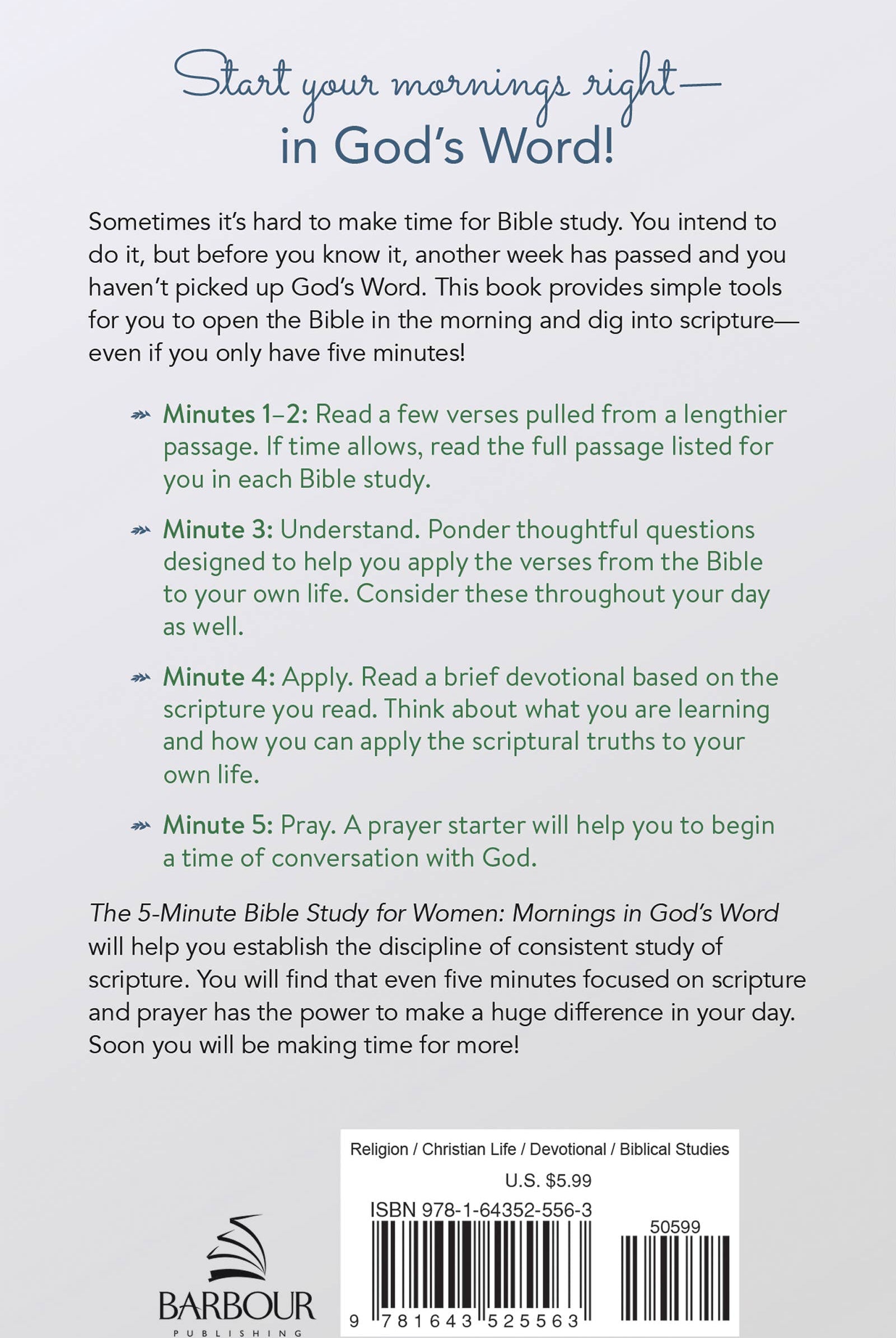 The 5-Minute Bible Study for Women: Mornings in God's Word { product_type }}