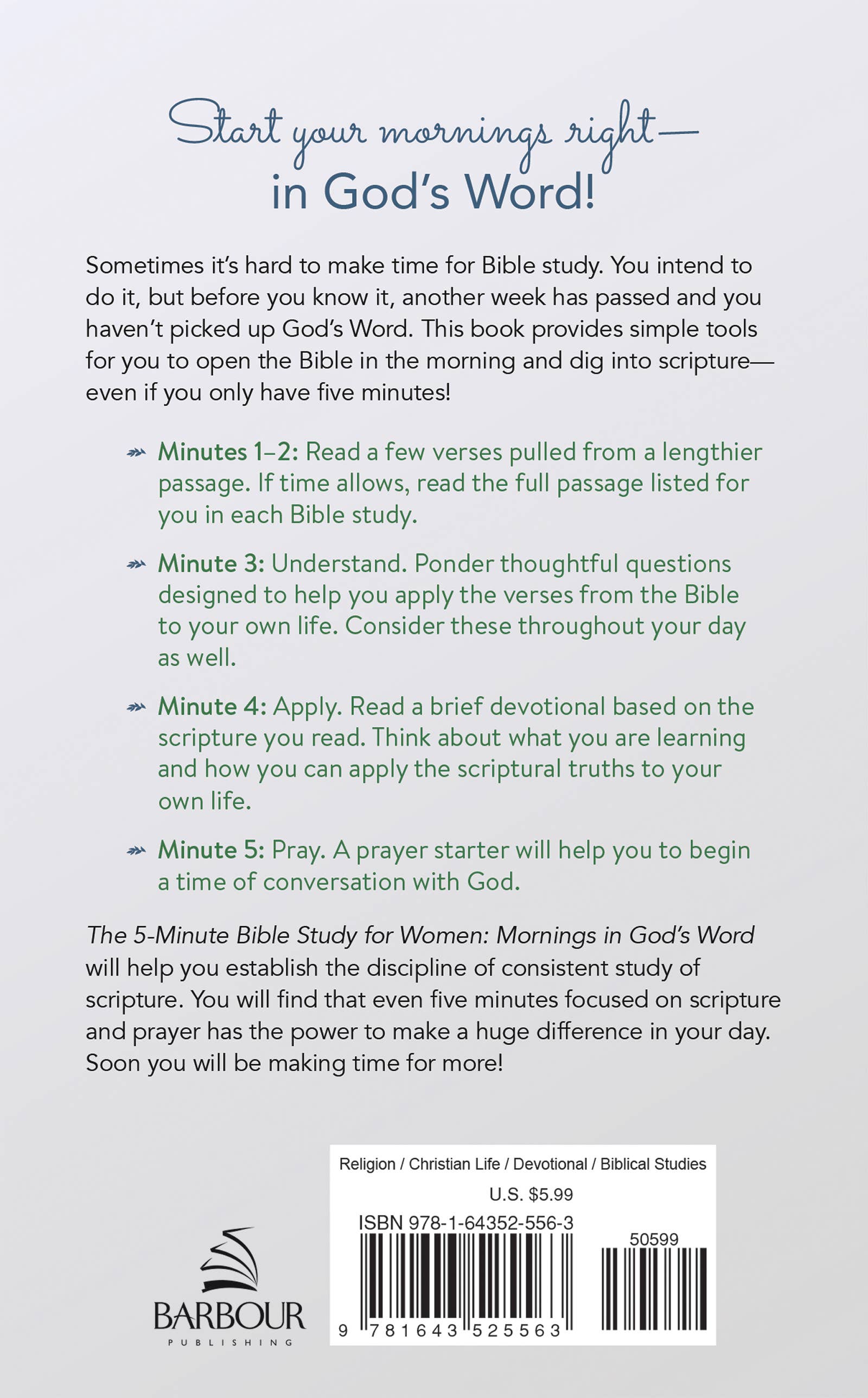 The 5-Minute Bible Study for Women: Mornings in God's Word { product_type }}