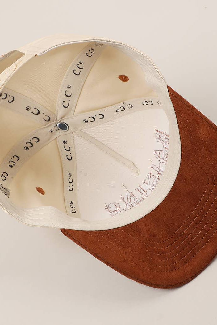 RAISING BELIEVERS Suede Two-Tone Trucker Hat: BLK / One Size { product_type }}
