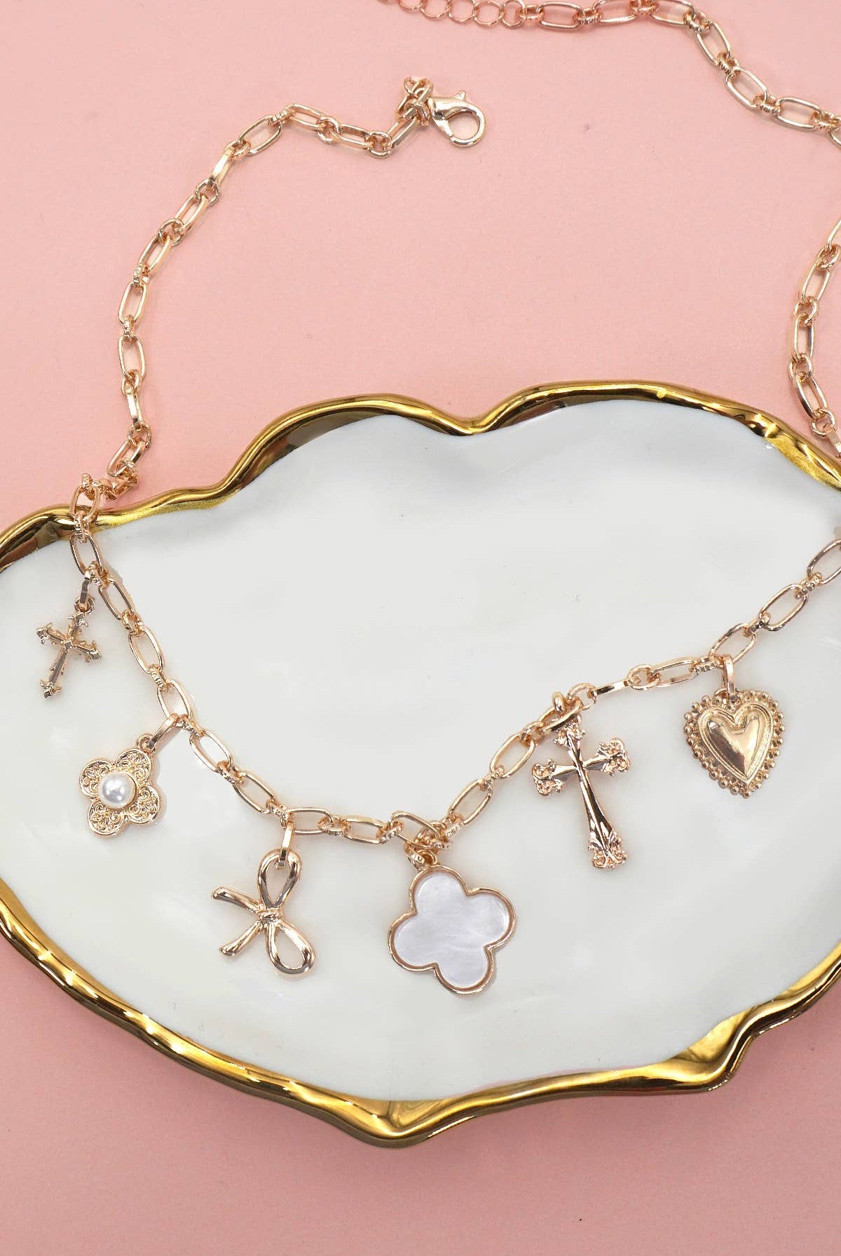 Charm Necklace – Clover, Bow, Cross, Heart, Flower { product_type }}