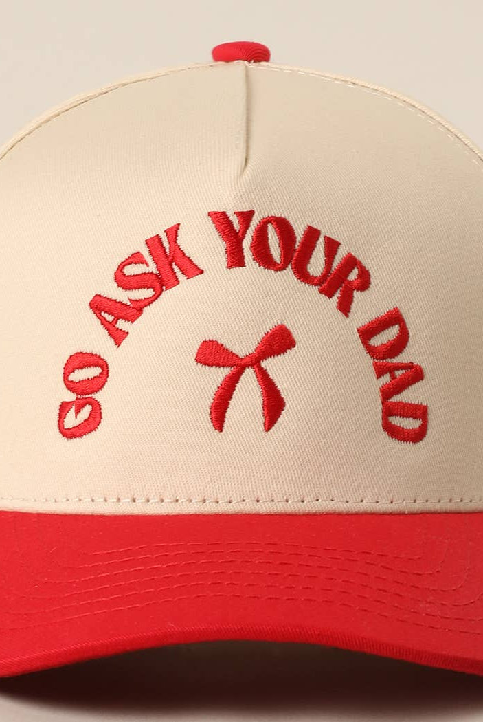 GO ASK YOUR DAD Embroidery Two-Tone Trucker Hat: HOT PINK / One Size { product_type }}