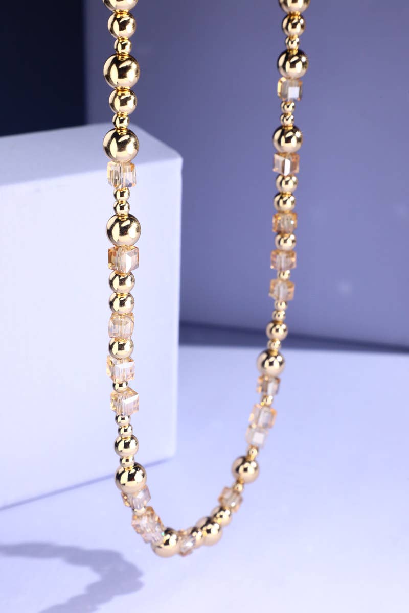 Metal & Glass Bead Necklace: Peach(Pe) / OS-Urbanista-Three Birdies Boutique, Women's Fashion Boutique Located in Kearney, MO