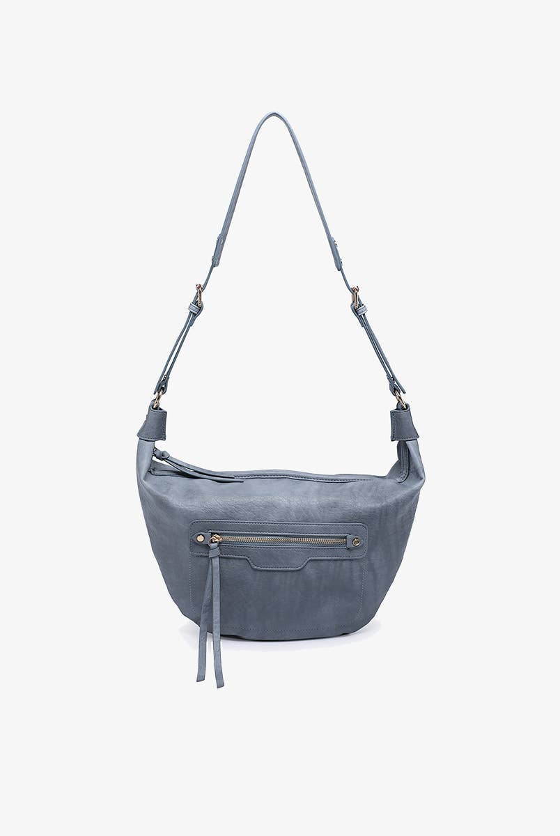 Leigh Distressed Hobo Bag: Dusty Blue { product_type }}