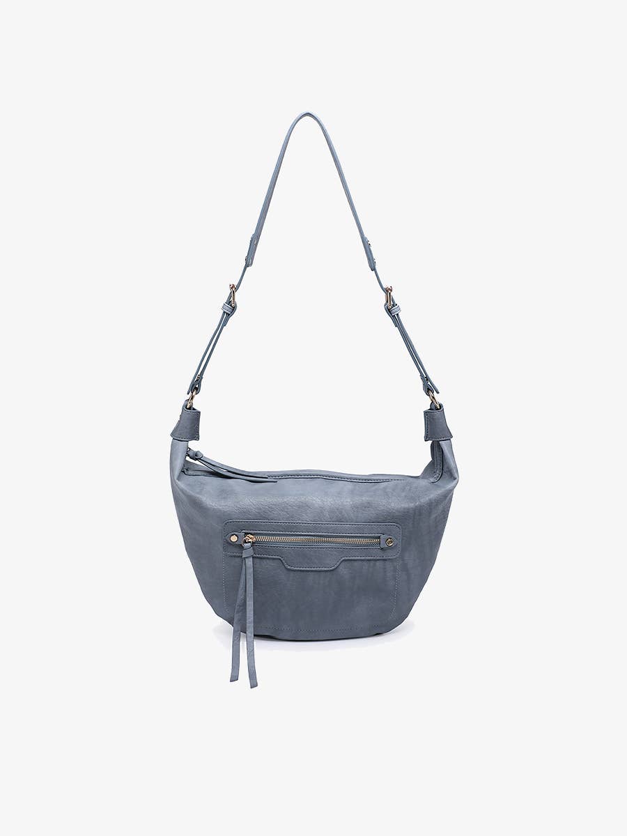 Leigh Distressed Hobo Bag: Dusty Blue { product_type }}