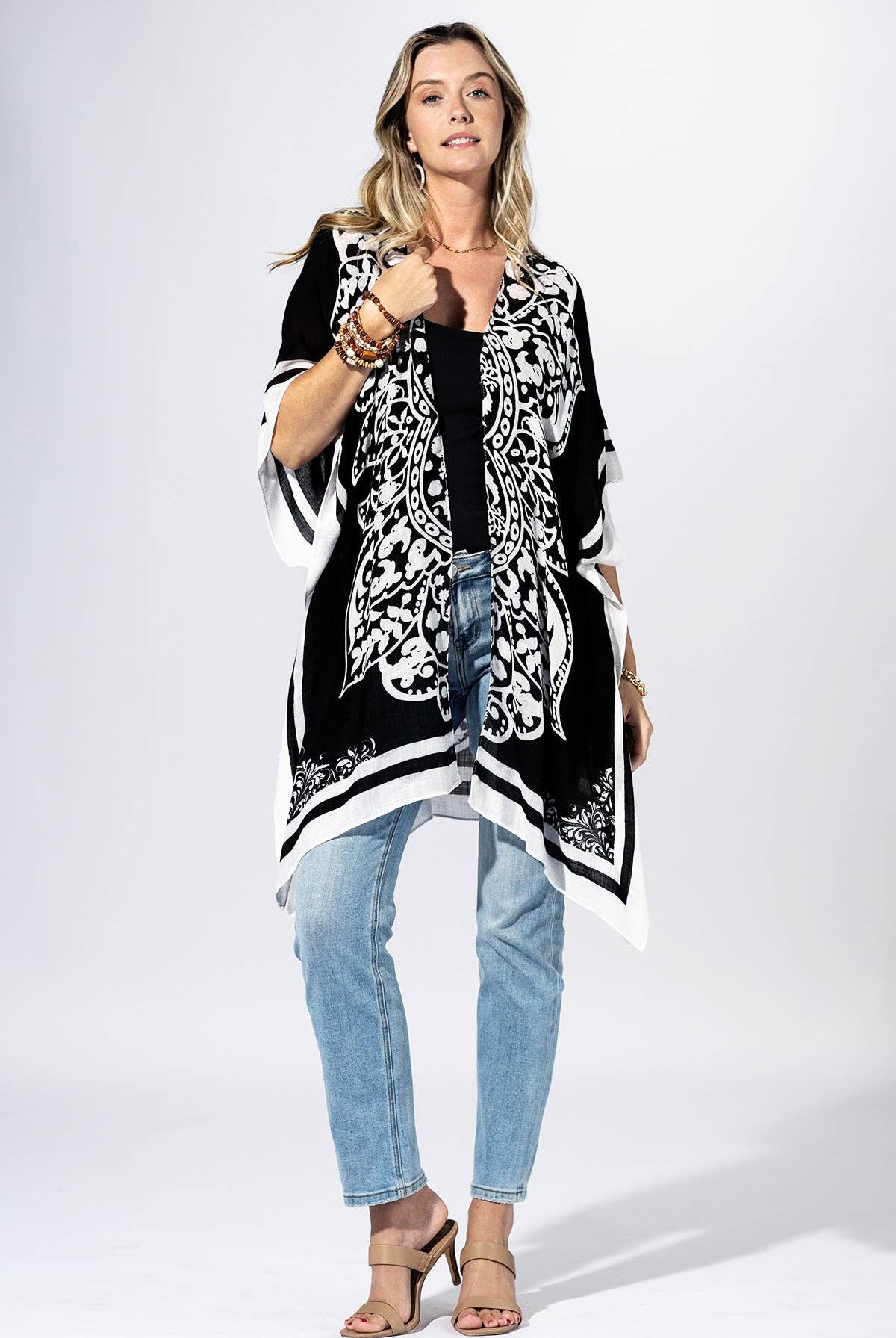 Coal Bandana Border Kimono { product_type }}