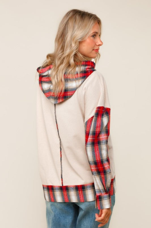 Oversized Hoodie Plaid Star-Sweaters-Haptics-Three Birdies Boutique, Women's Fashion Boutique Located in Kearney, MO