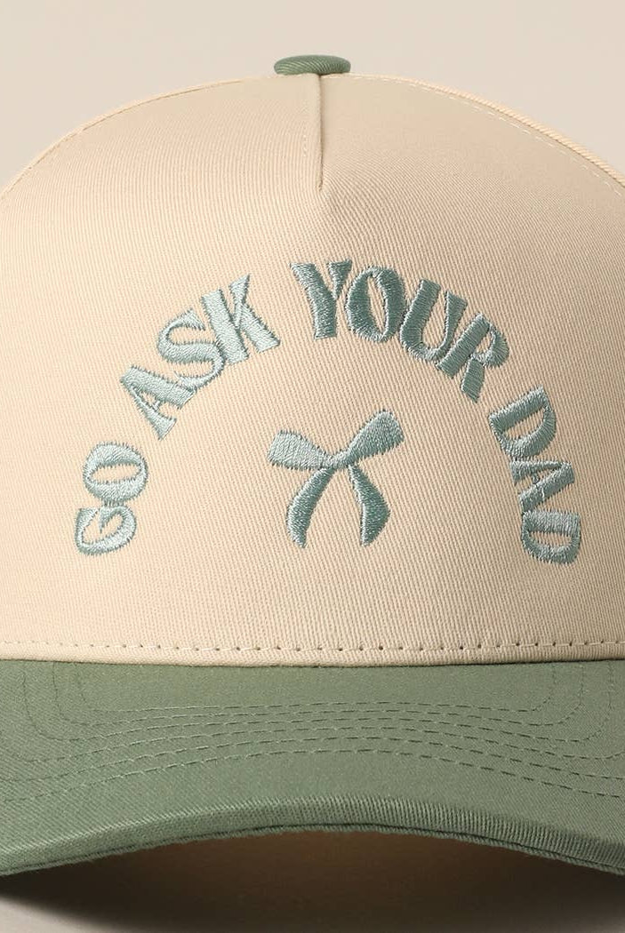 GO ASK YOUR DAD Embroidery Two-Tone Trucker Hat: HOT PINK / One Size { product_type }}
