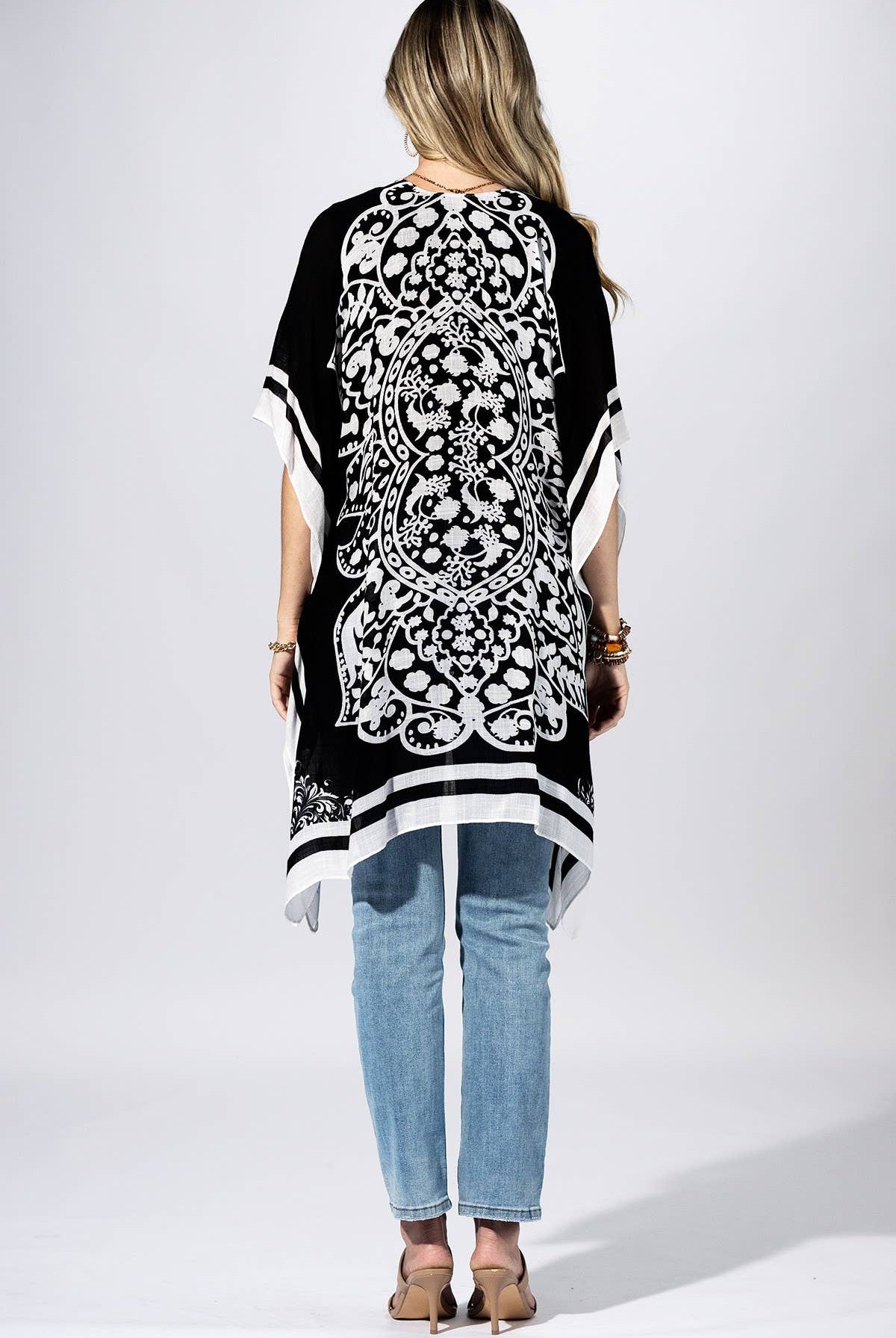 Coal Bandana Border Kimono { product_type }}