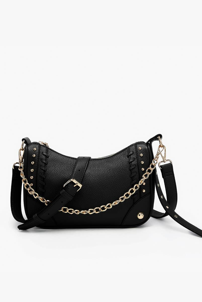 Artemis Crossbody w/ Stud Details: Taupe { product_type }}