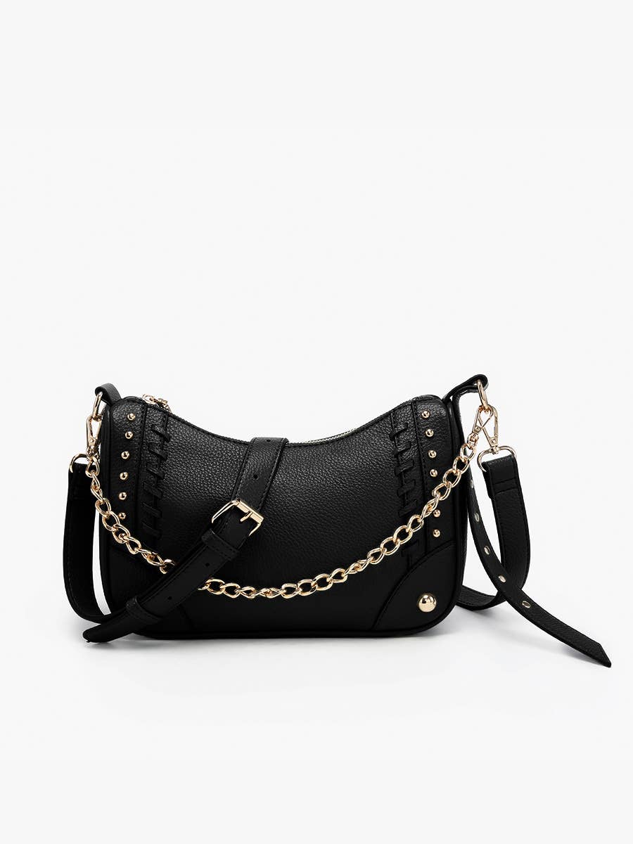 Artemis Crossbody w/ Stud Details: Taupe { product_type }}
