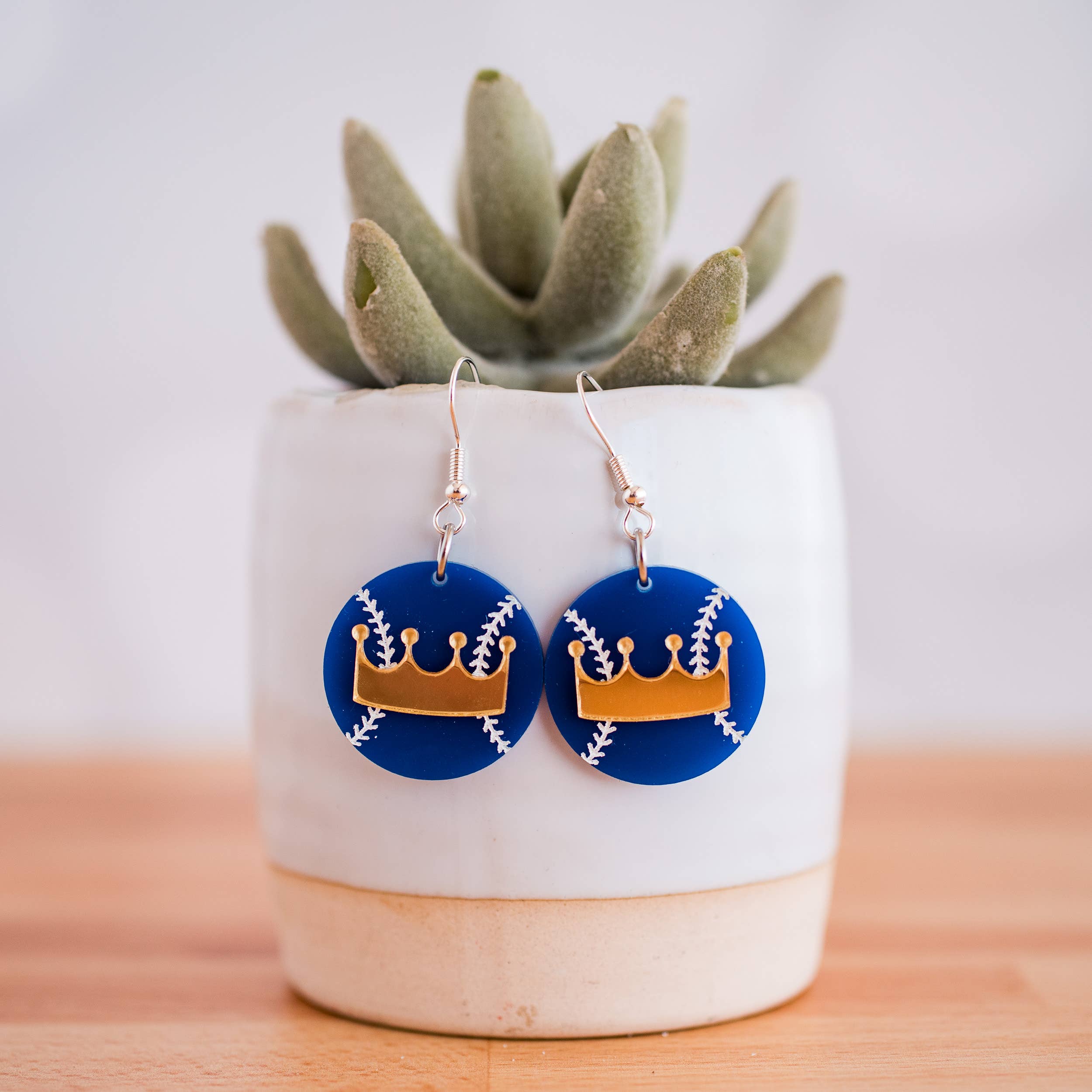 KC Baseball Petite Crown Baseball Dangles { product_type }}