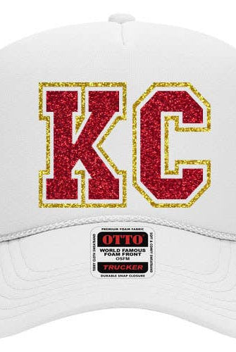 Glitter KC Gameday Trucker Hat: White { product_type }}