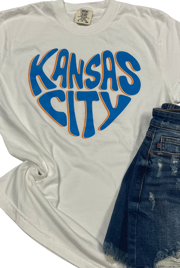 Blue Kansas City Heart Graphic Tee { product_type }}
