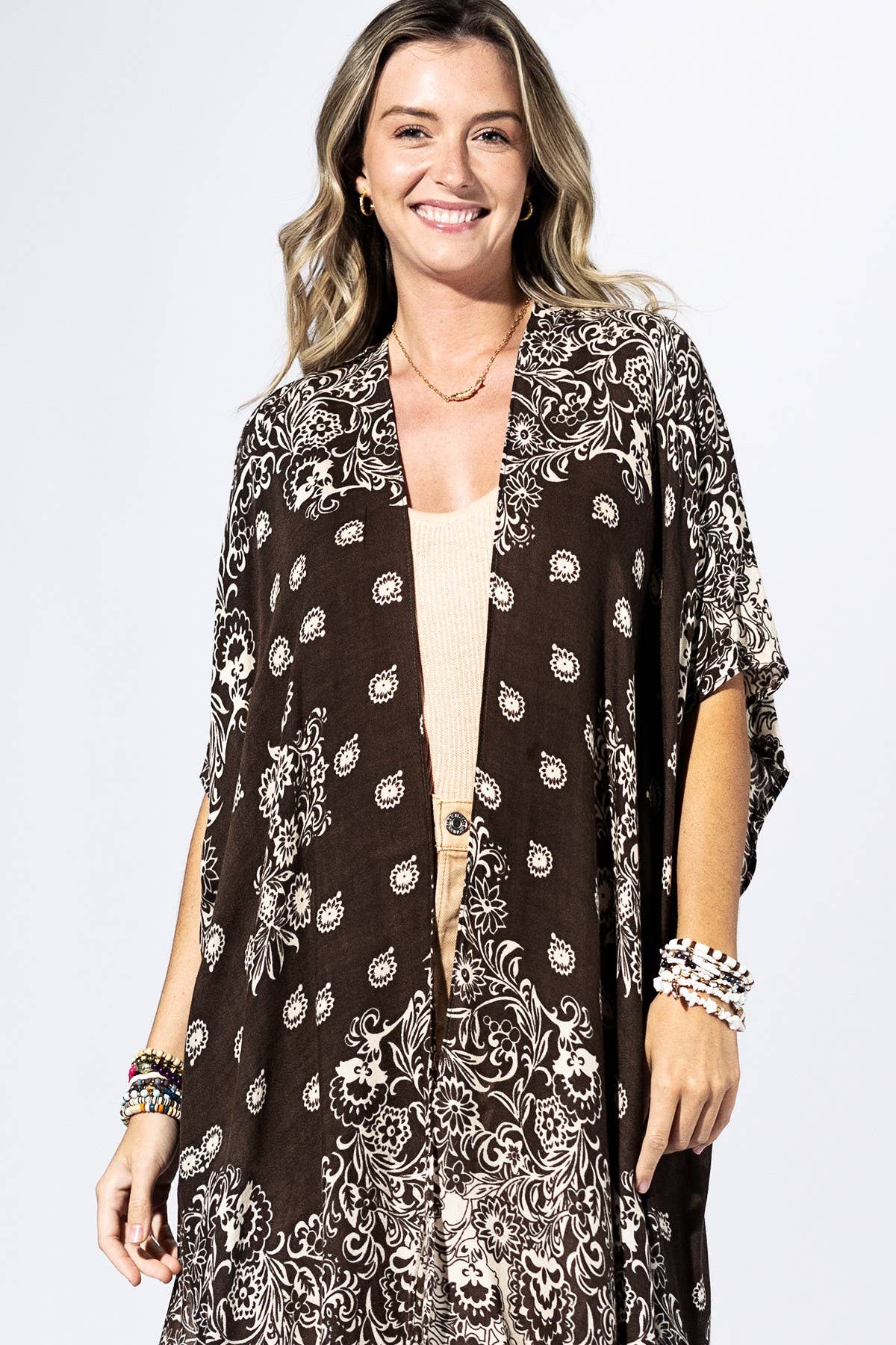 Damask Bandana Kimono - Ash Grey { product_type }}