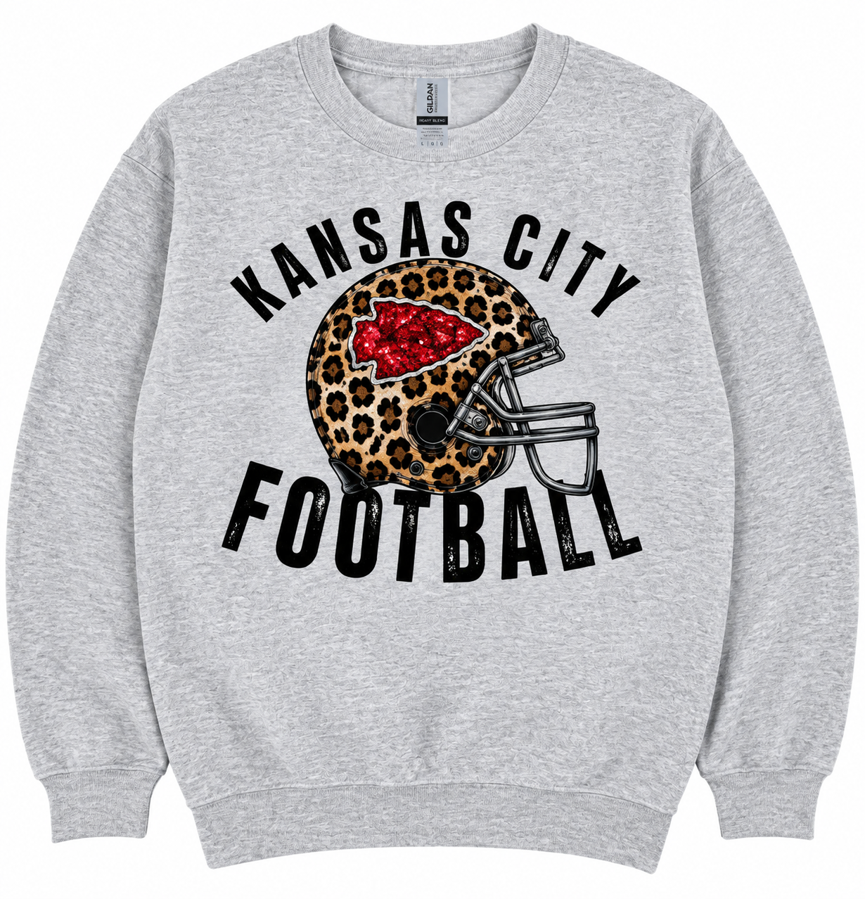 Leopard Helmet Crewneck-Graphic Tees-TB TEES-Three Birdies Boutique, Women's Fashion Boutique Located in Kearney, MO