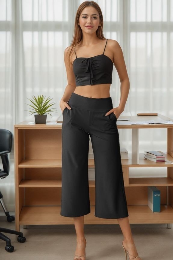 Crop Wide Leg Dress Pants { product_type }}