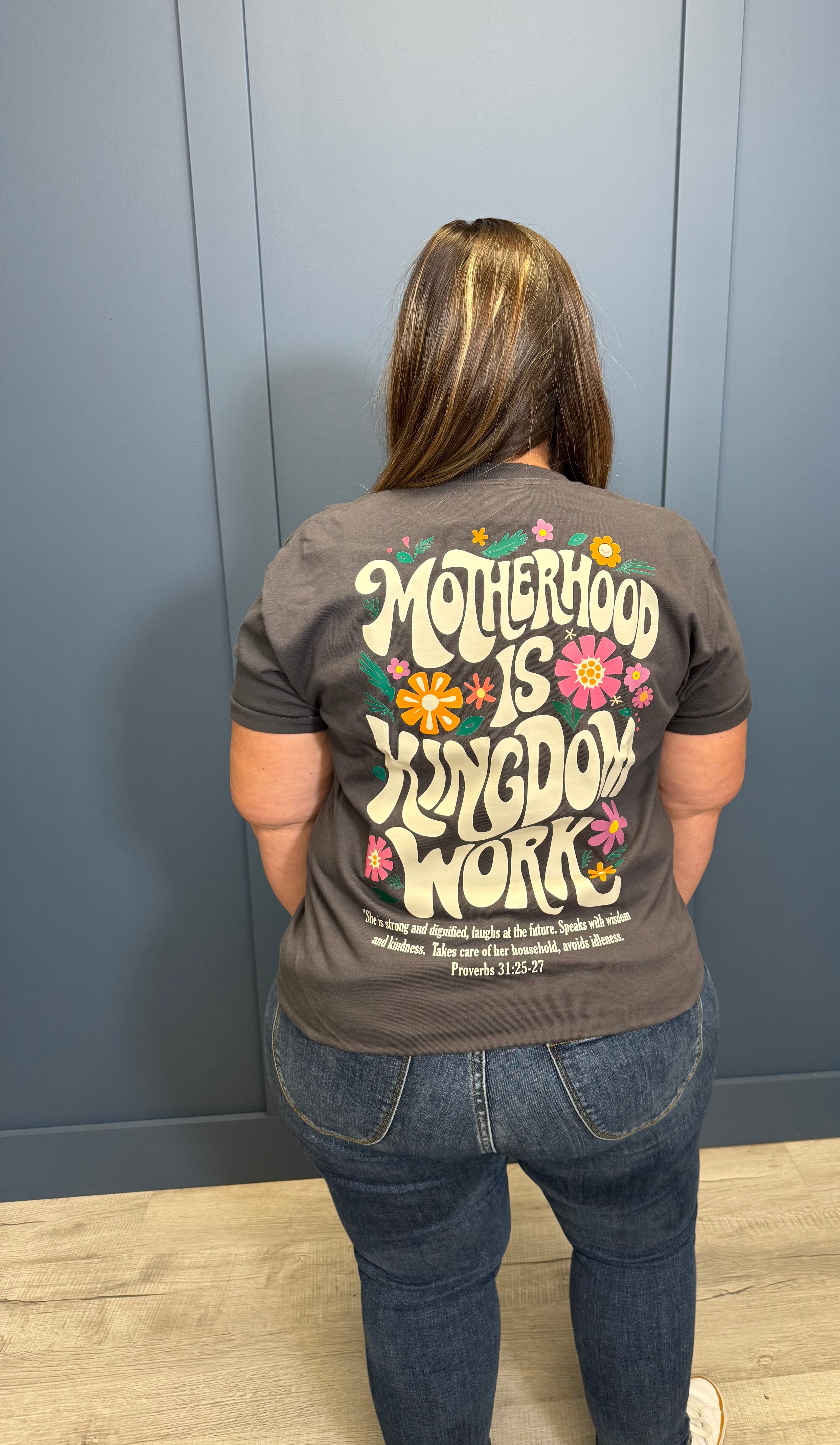 Motherhood is Kingdom Work Graphic Tee { product_type }}