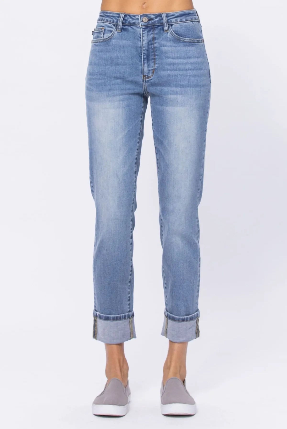 Judy Blue HW Vintage Wash Boyfriend Jeans { product_type }}