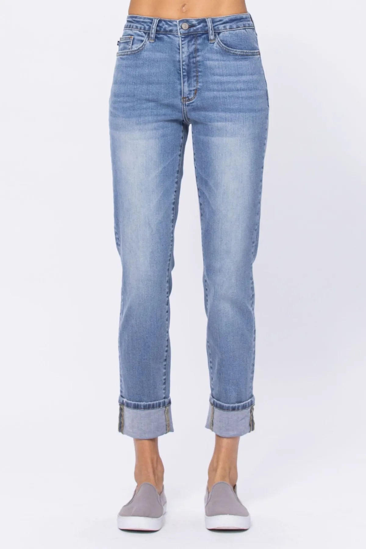 Judy Blue HW Vintage Wash Boyfriend Jeans { product_type }}