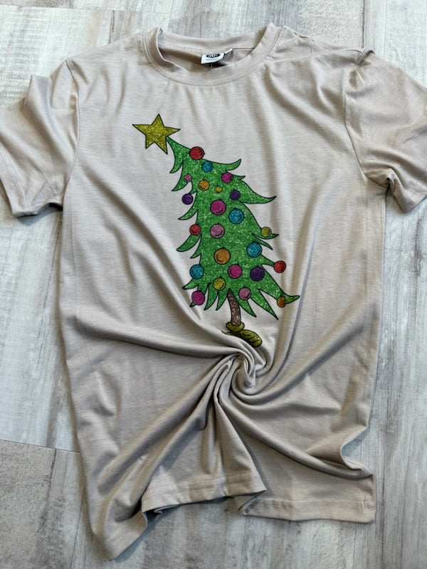Crooked Christmas Tree Tee-Graphic Tees-Tres Birdos Graphic Tees-Three Birdies Boutique, Women's Fashion Boutique Located in Kearney, MO